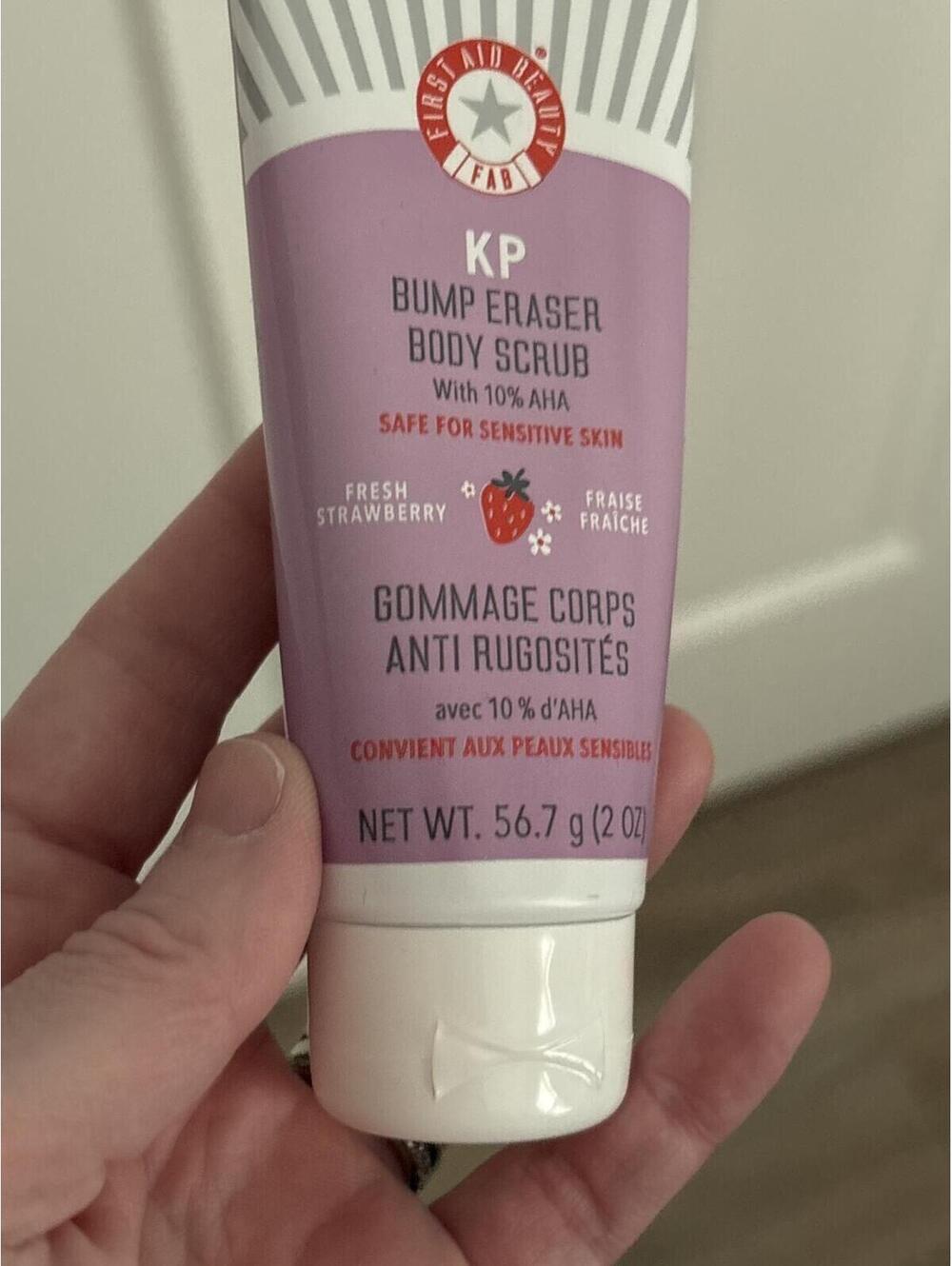 First Aid Beauty KP Bump Eraser Body Scrub with 10% AHA Fresh Strawberry 2oz